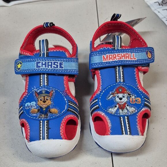 Chase & Marshall Paw Patrol Kids Toddler 9 & 10 Blue Light Up Sandals - New - Picture 1 of 5
